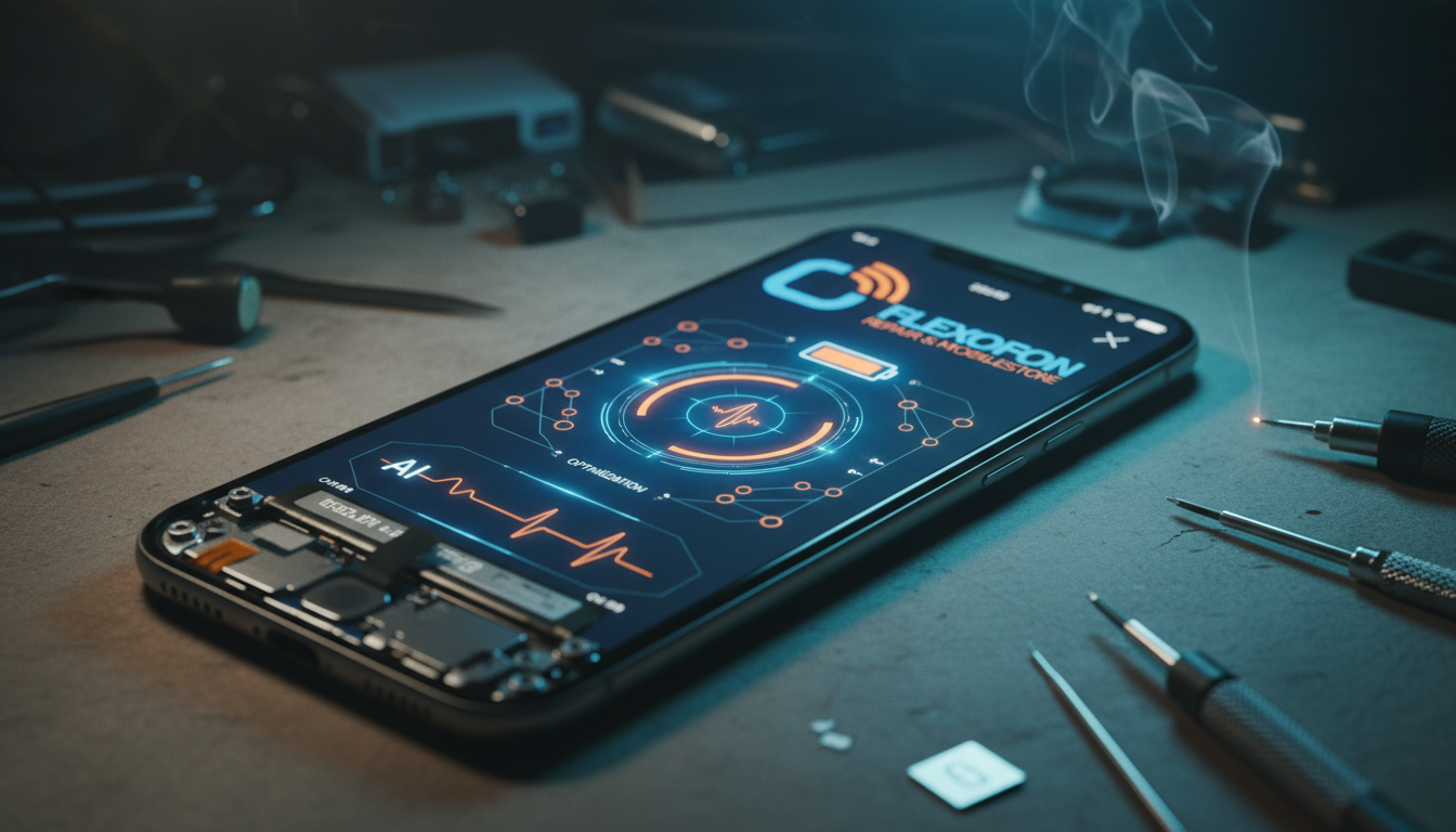 Smartphone Akku Lebensdauer 2026 mit KI-gestützter Ladeanalyse – Symbol für verlängerte.