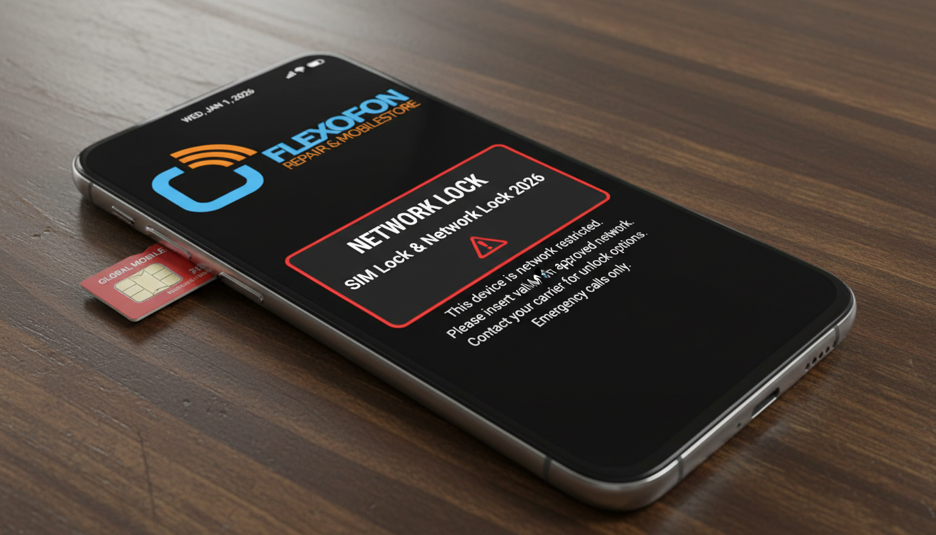 SIM-Lock & Netlock 2026 – Smartphone zeigt Meldung zur Netzsperre beim Einlegen einer fremden SIM-Karte