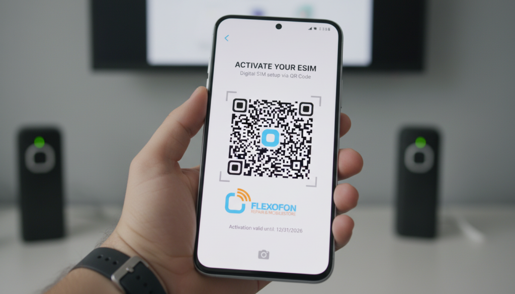 eSIM aktivieren 2026: So funktioniert die digitale SIM wirklich 3 eSIM aktivieren 2026: So funktioniert die digitale SIM wirklich eSIM aktivieren 2026 – Smartphone zeigt QR-Code-Scan zur Einrichtung einer digitalen SIM