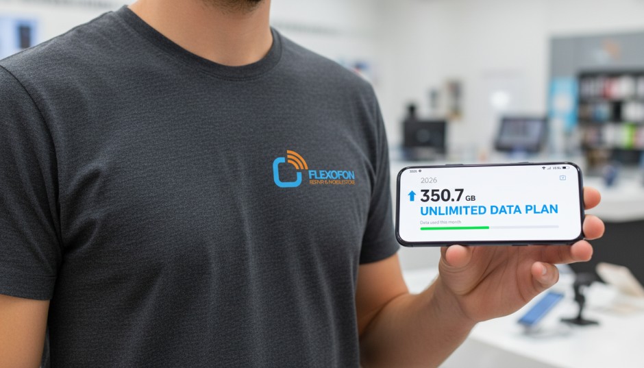 Unbegrenztes Datenvolumen 2026 – Smartphone zeigt hohe Datennutzung und Unlimited-Tarif auf dem Display